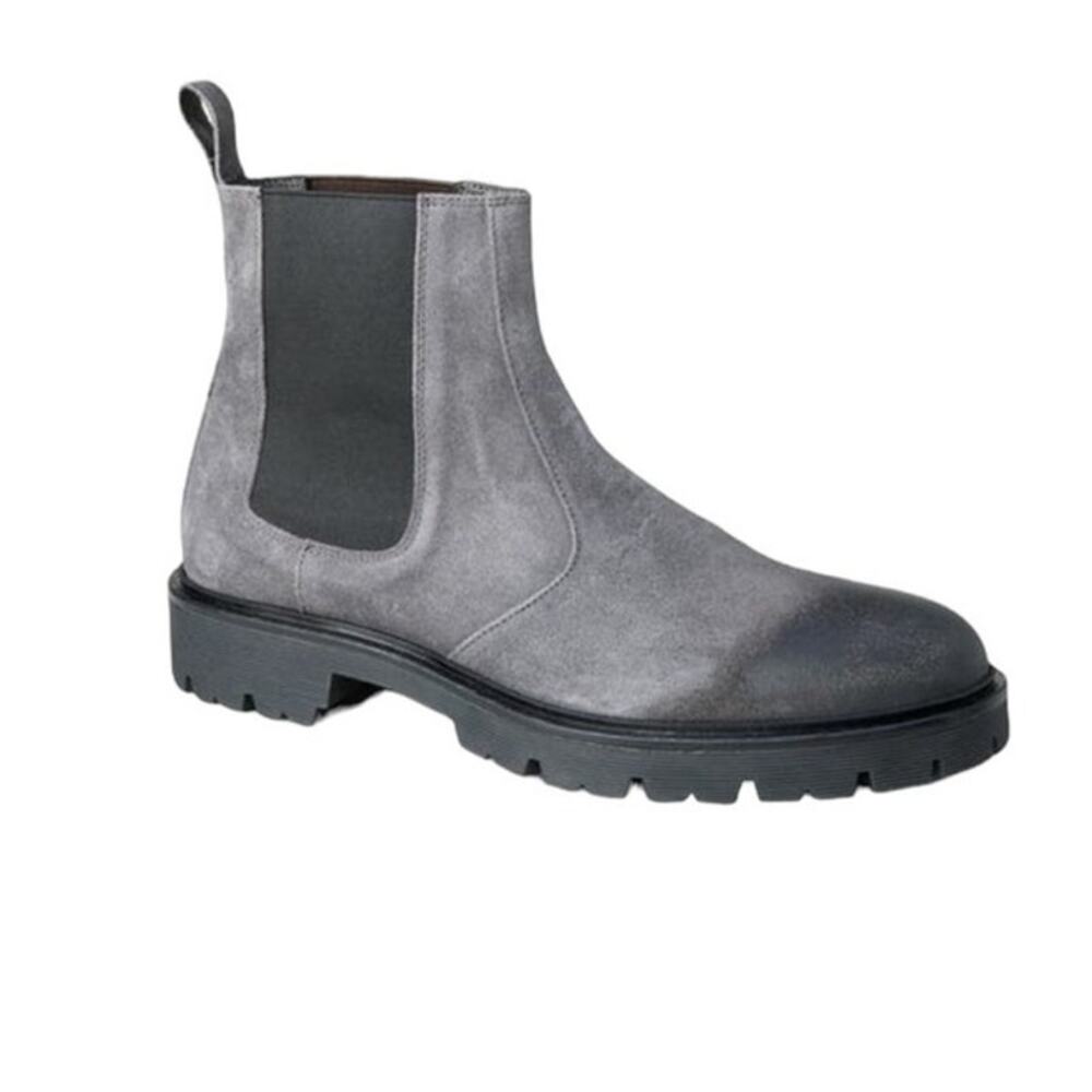 The Good Man Brand Mens Modern City Distressed Chelsea Boots Grey Suede 12 NIB